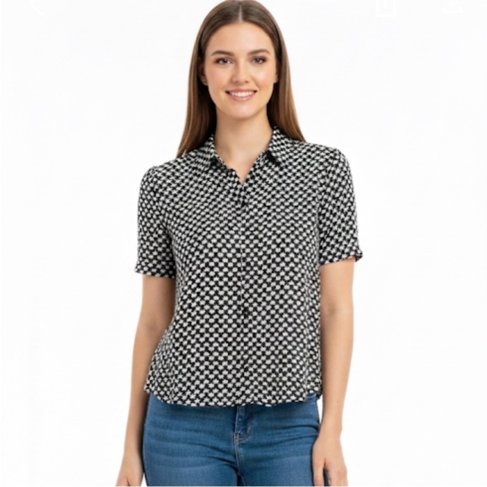 Topshop polka dot button down top size 8
